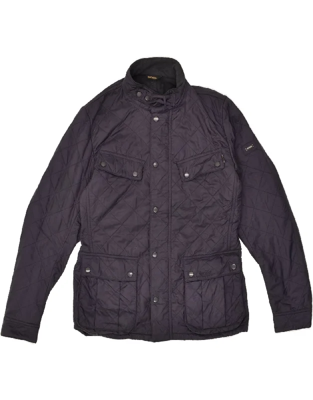 men's lightweight winter jackets -BARBOUR Mens Quilted Jacket UK 38 Medium Navy Blue Polyamide