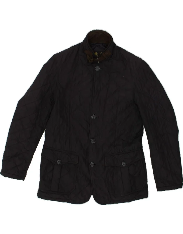 men's outdoor hooded jackets -BARBOUR Mens Quilted Jacket UK 38 Medium Navy Blue Polyester