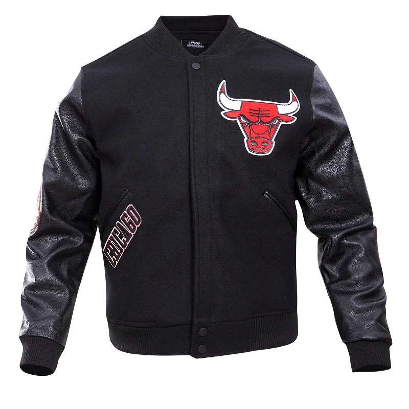 men's high-performance jackets -NBA CHICAGO BULLS CLASSIC WOOL MEN'S VARSITY JACKET (BLACK)