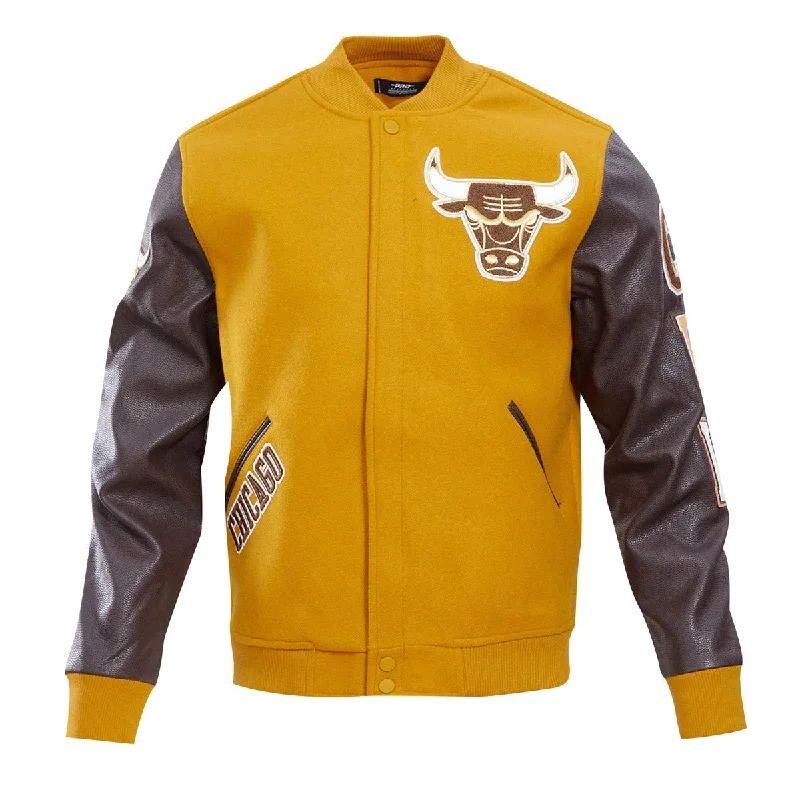 men's waterproof parka jackets -NBA CHICAGO BULLS CLASSIC WOOL MEN'S VARSITY JACKET (BROWN)