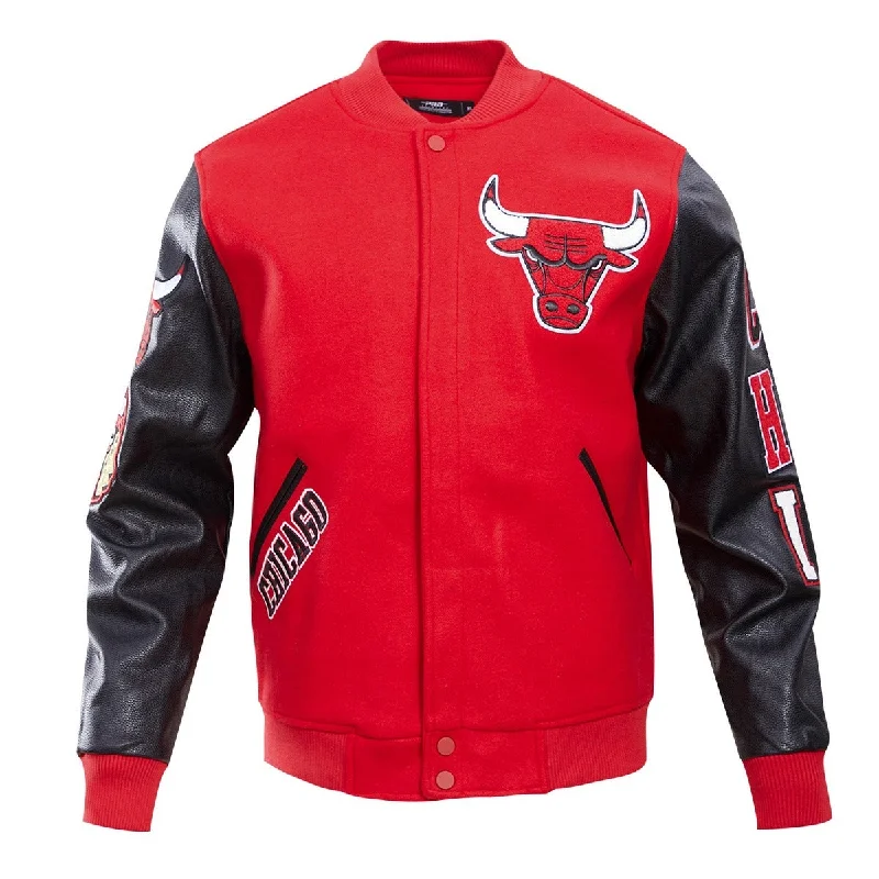 men's windbreakers -NBA CHICAGO BULLS CLASSIC WOOL MEN'S VARSITY JACKET (RED/BLACK)