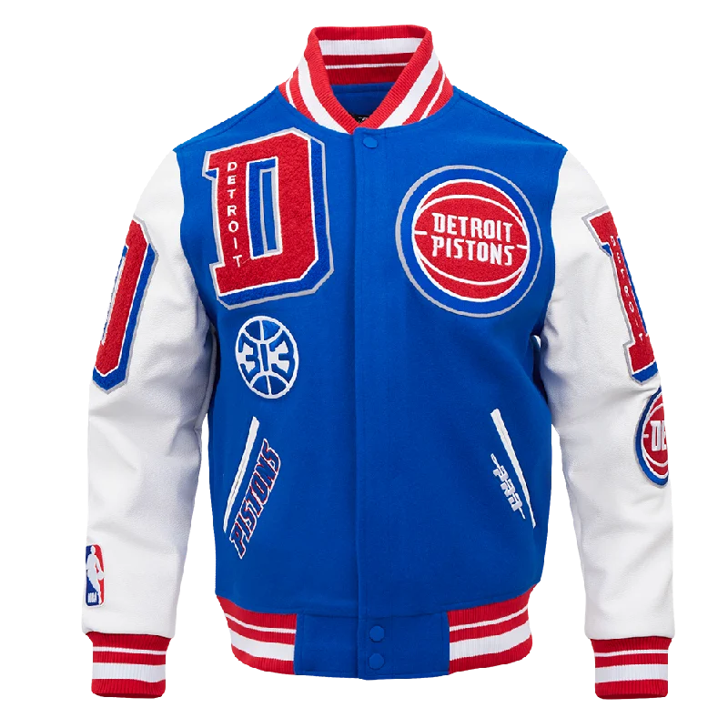 men's sport jackets -NBA DETROIT PISTONS MASHUP MEN'S RIB WOOL VARSITY JACKET (ROYAL BLUE/RED)