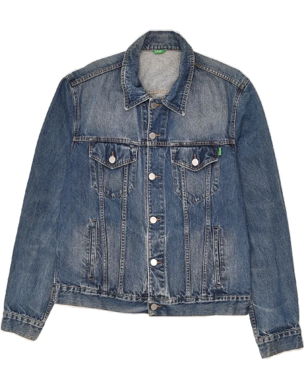 men's stylish jackets -BENETTON Mens Denim Jacket UK 42 XL Blue Cotton