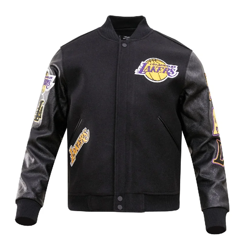 men's motorcycle jackets -NBA LOS ANGELES LAKERS CLASSIC WOOL MEN'S VARSITY JACKET (BLACK)