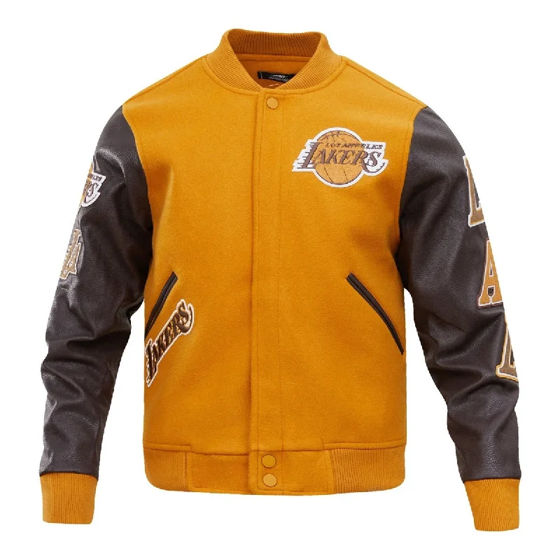 men's blazer jackets for work -NBA LOS ANGELES LAKERS CLASSIC WOOL MEN'S VARSITY JACKET (BROWN)