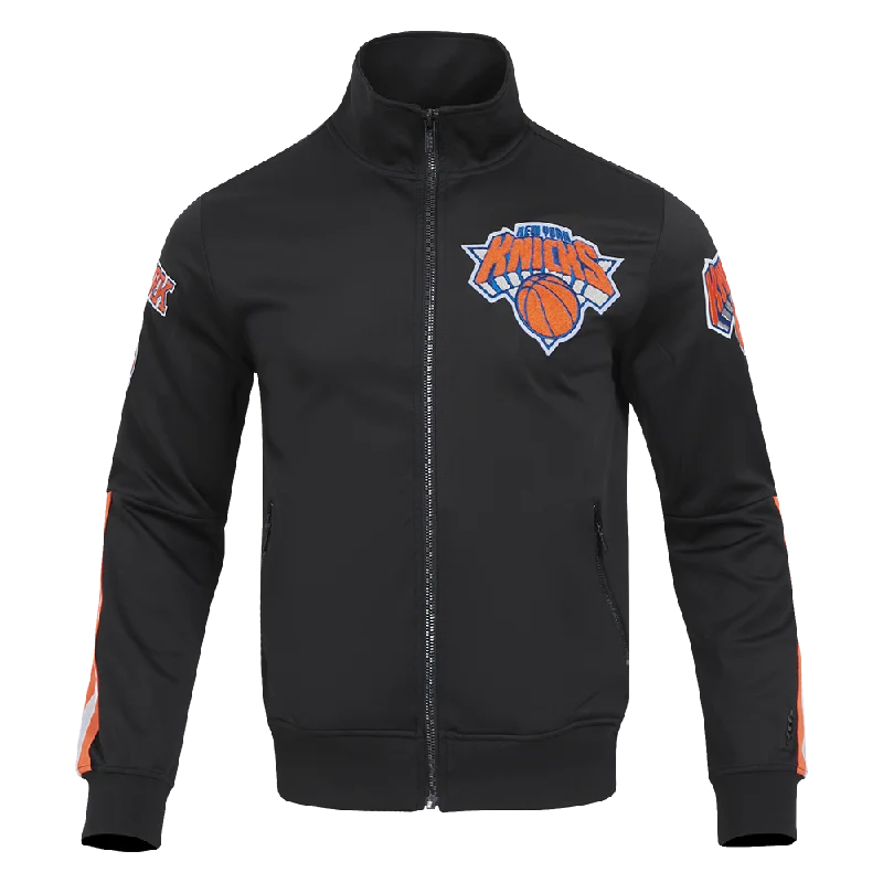 fleece-lined bomber jackets for men -NBA NEW YORK KNICKS CLASSIC MEN'S DK TRACK JACKET (BLACK)