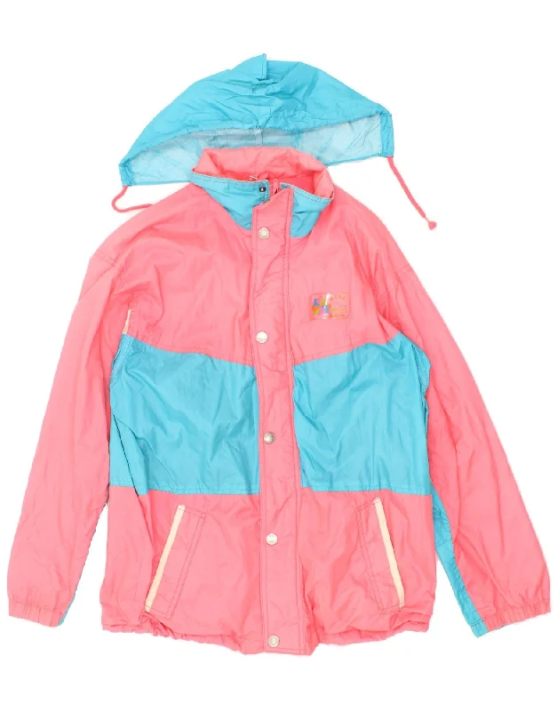 men's utility jackets -BRUGI Mens Hooded Rain Jacket IT 44 XS Pink Colourblock Polyamide