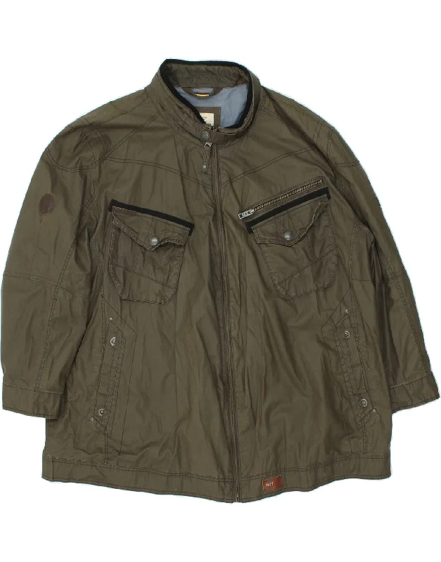 men's technical jackets -CAMEL ACTIVE Mens Oversized Bomber Jacket UK 36 Small Khaki Cotton