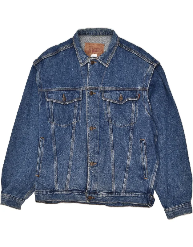 men's modern jackets -CASSUCI Mens Denim Jacket UK 44 2XL Blue Cotton