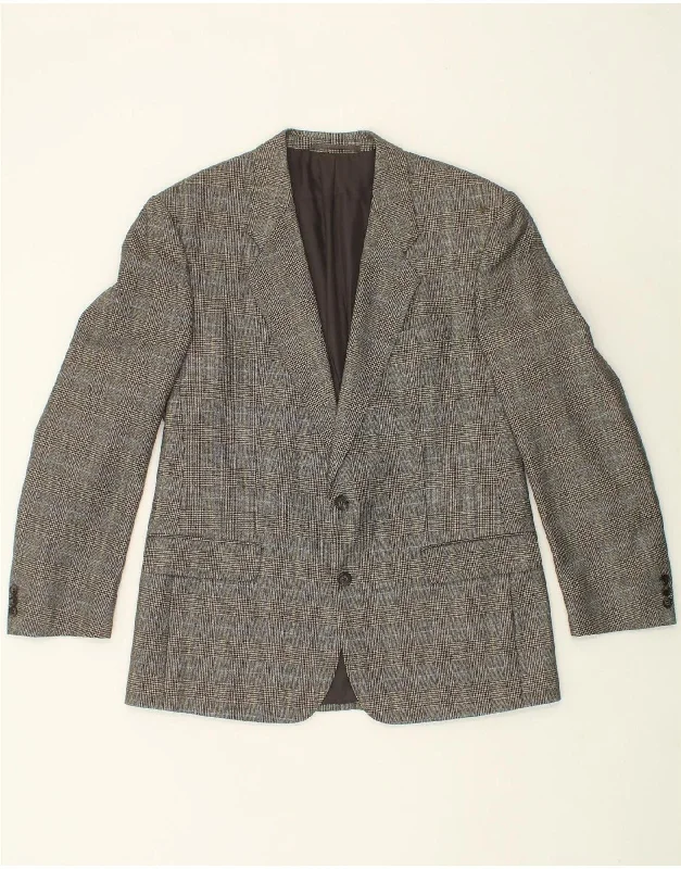 men's stylish puffer jackets -CERRUTI 1881 Mens 2 Button Blazer Jacket IT 52 XL Grey Check Wool