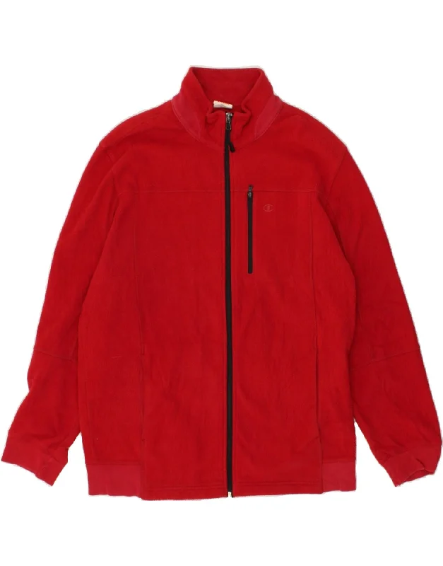 men's hooded jackets -CHAMPION Mens Fleece Jacket UK 40 Large Red Polyester