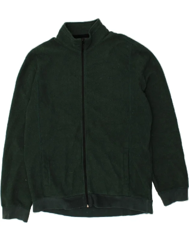 men's zip-up jackets -CHAMPION Mens Fleece Jacket UK 46 3XL Green Polyester