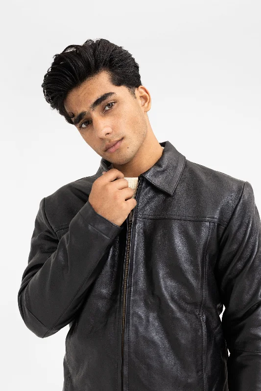 men's lightweight winter jackets -Classic Style Leather Jacket