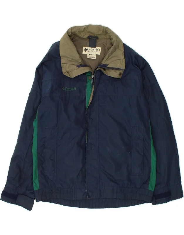 men's army-style jackets -COLUMBIA Mens Rain Jacket UK 36 Small Navy Blue