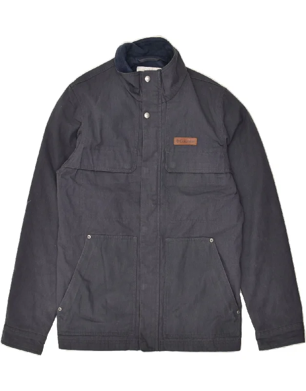 men's peacoats for casual wear -COLUMBIA Mens Windbreaker Jacket UK 36 Small Navy Blue Cotton