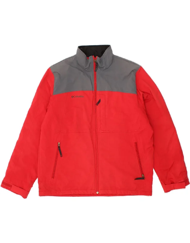 varsity jackets for men -COLUMBIA Mens Windbreaker Jacket UK 40 Large Red Colourblock Polyester