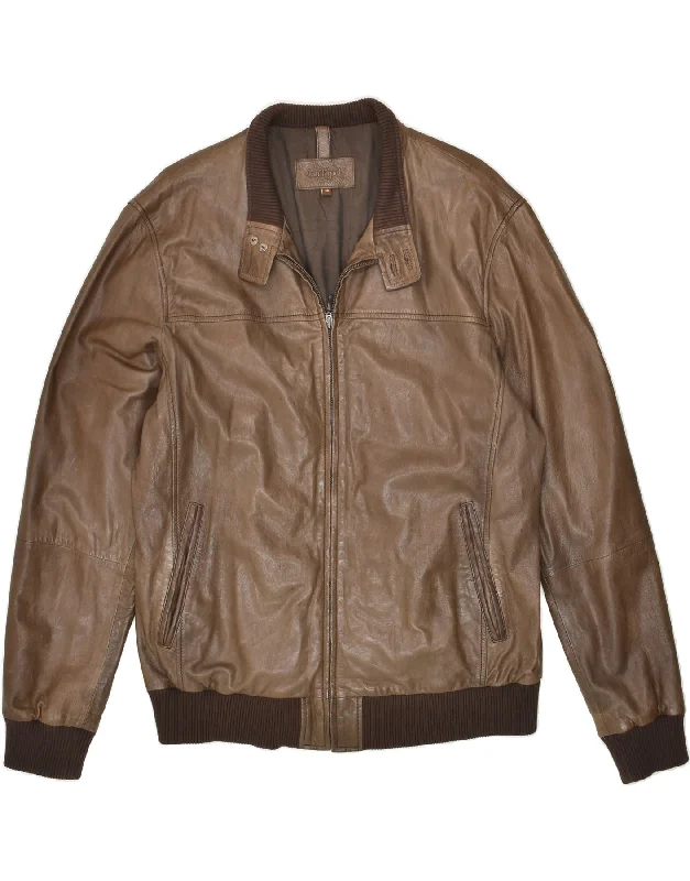 men's formal jackets -CONBIPEL Mens Leather Jacket IT 56 3XL Brown Leather