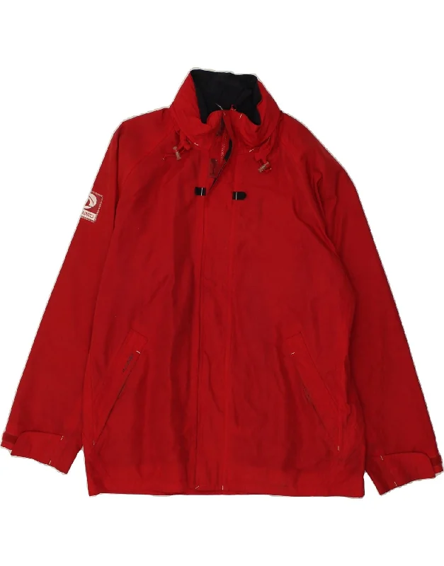 men's cargo jackets -DECATHLON Mens Hooded Rain Jacket UK 42 XL Red Nylon