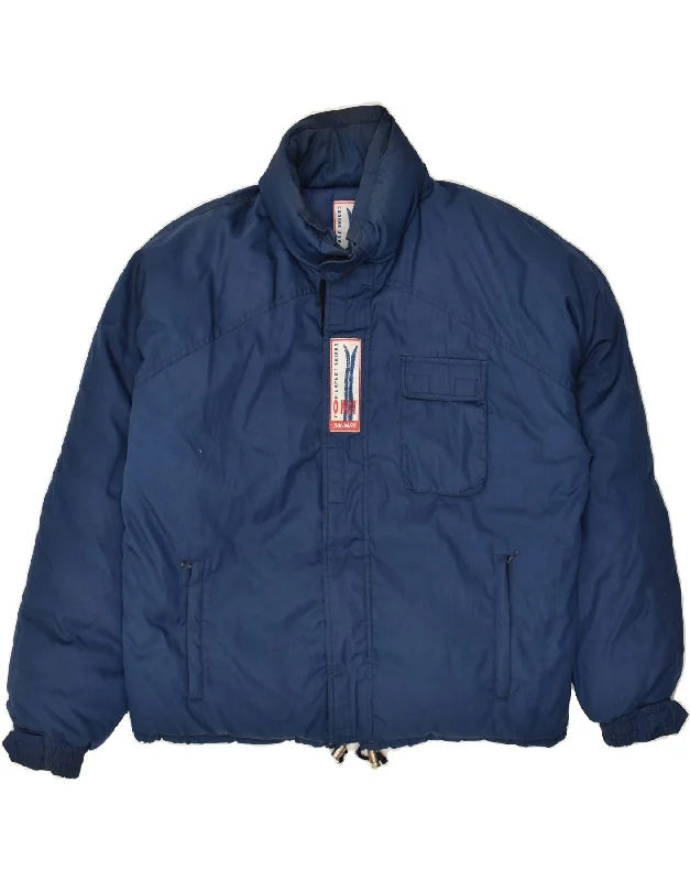 men's utility jackets -DOLOMITE Mens Loose Fit Padded Jacket UK 38 Medium Navy Blue Polyester