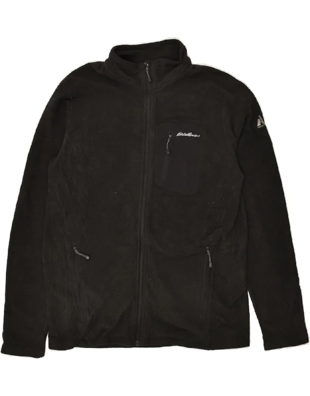 men's fleece jackets -EDDIE BAUER Mens Fleece Jacket UK 40 Large Black Polyester