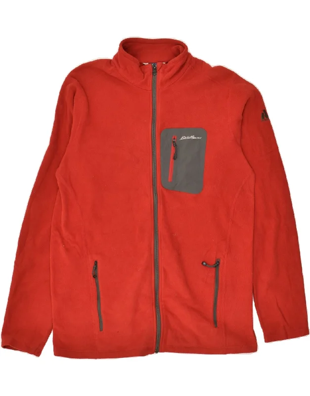 men's bomber jackets -EDDIE BAUER Mens Fleece Jacket UK 40 Large Orange Polyester