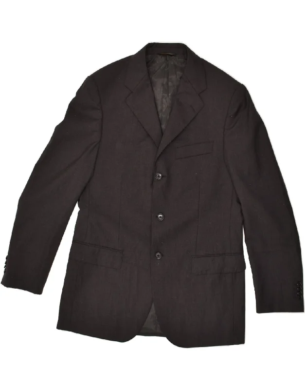 men's stylish puffer jackets -EGON FURSTENBERG Mens 3 Button Blazer Jacket IT 50 Large Grey Wool