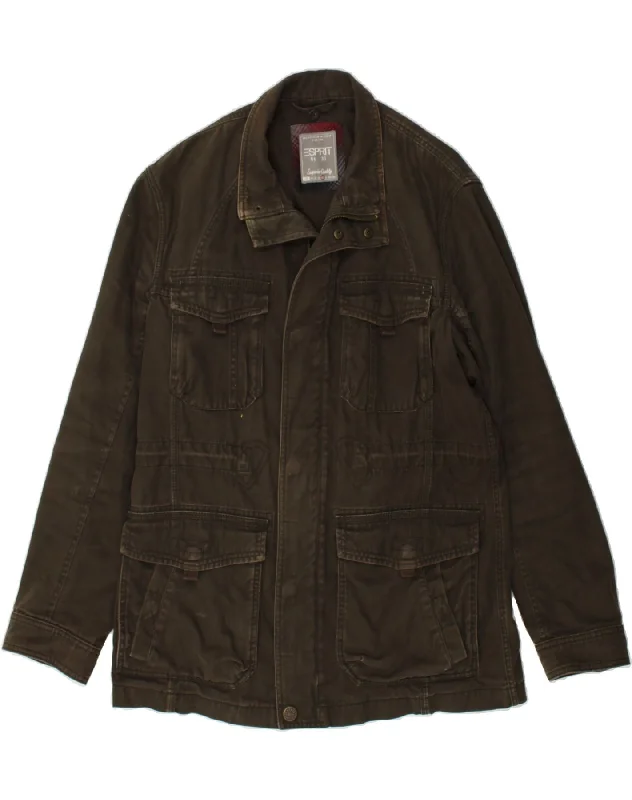 men's lightweight winter jackets -ESPRIT Mens Utility Jacket UK 40 Large Khaki Cotton