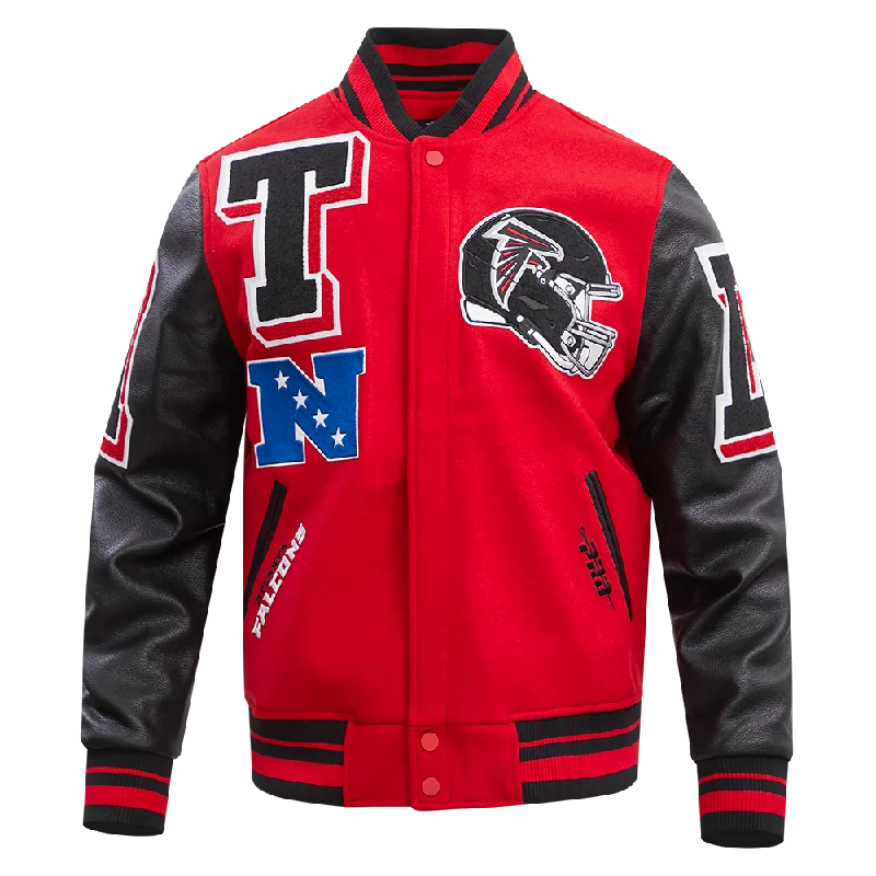 men's windbreakers -NFL ATLANTA FALCONS MASHUP MEN'S RIB WOOL VARSITY JACKET (RED/BLACK)