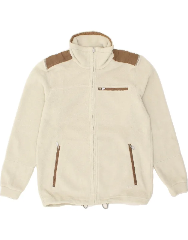 men's military jackets with zippers -FILA Mens Fleece Jacket UK 40 Large Beige Colourblock Polyamide