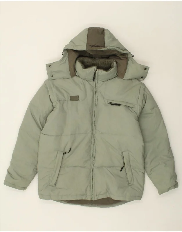 men's stylish jackets with zippers -FILA Mens Hooded Padded Jacket UK 36 Small Green Polyamide