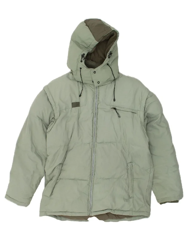 men's jacket coats for autumn -FILA Mens Hooded Padded Jacket UK 44 2XL Green