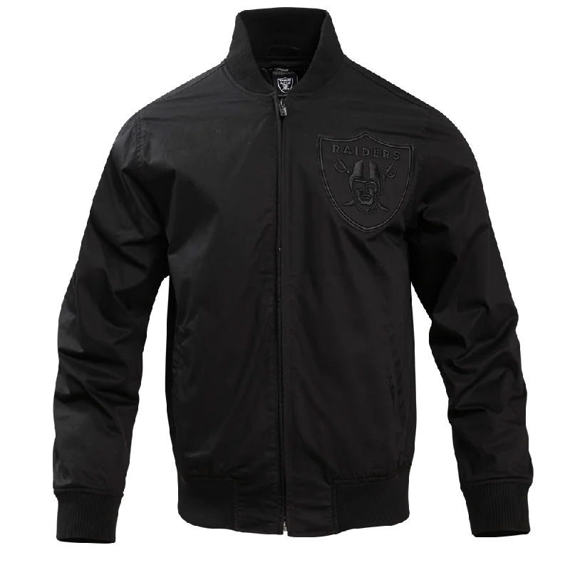 men's breathable jackets -NFL LAS VEGAS RAIDERS NEUTRAL MEN'S TWILL JACKET (BLACK)