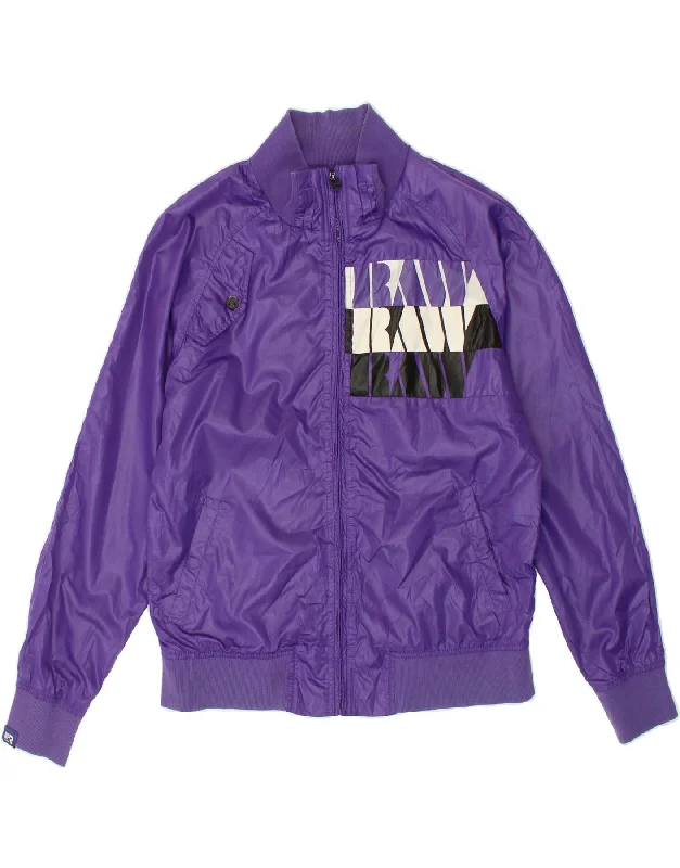 men's stylish puffer jackets -G-STAR Mens Graphic Bomber Jacket UK 38 Medium Purple Polyester