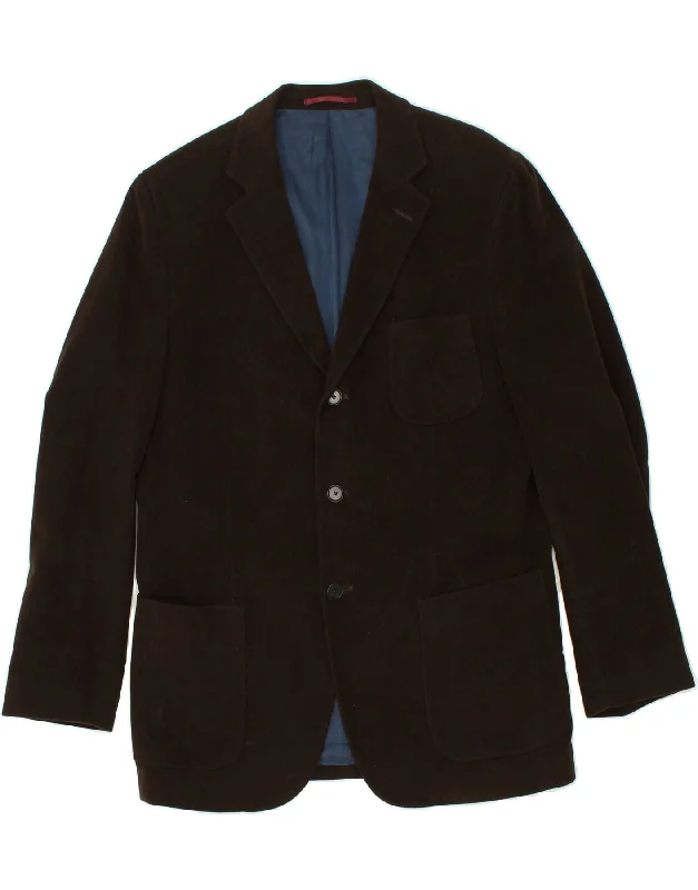 men's wool-blend trench coats -GANT Mens 3 Button Blazer Jacket IT 50 Large Brown Cotton