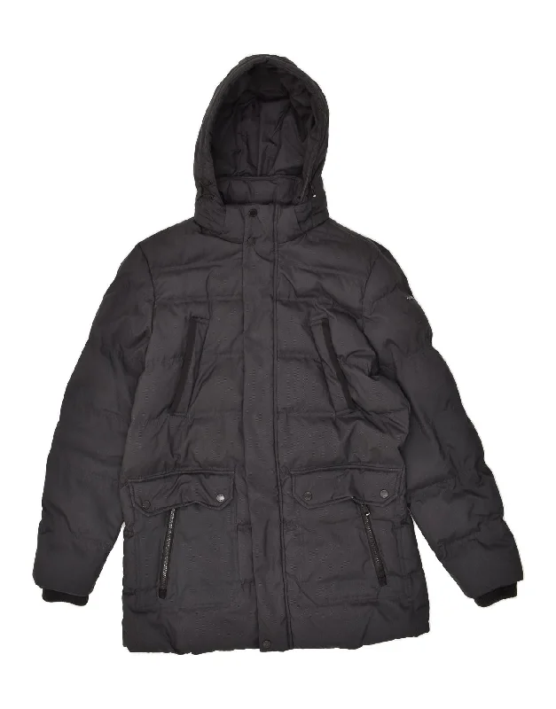 men's field jackets -GEOX Mens Hooded Padded Jacket IT 52 XL Black Polyester