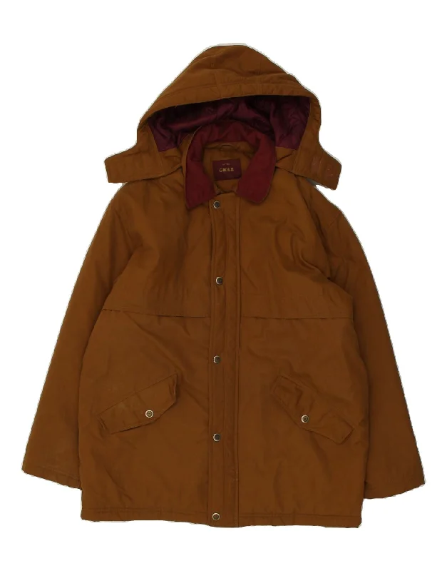 men's trench coats -GIOLE Mens Hooded Windbreaker Jacket UK 42 XL Brown