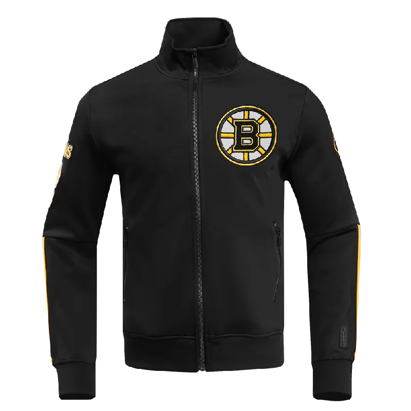 military-inspired jackets for men -NHL BOSTON BRUINS CLASSIC CHENILLE MEN'S TRACK JACKET (BLACK/YELLOW)