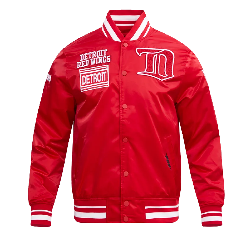 sleek jackets for formal wear -NHL DETROIT RED WINGS RETRO CLASSIC MEN'S RIB SATIN JACKET (RED)