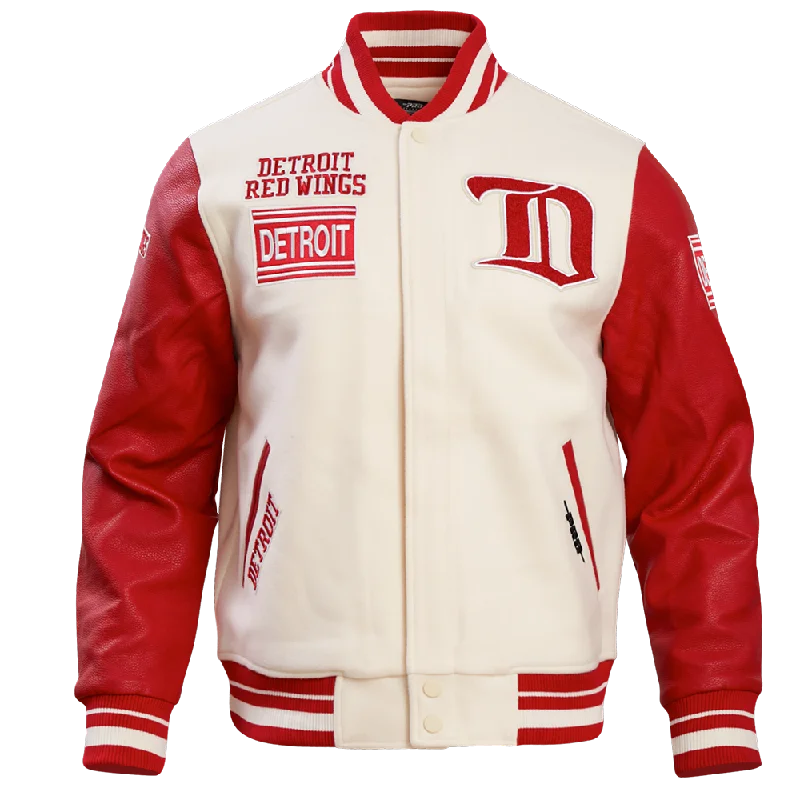 men's sport jackets -NHL DETROIT RED WINGS RETRO CLASSIC MEN'S RIB WOOL VARSITY JACKET (EGGSHELL/ RED)