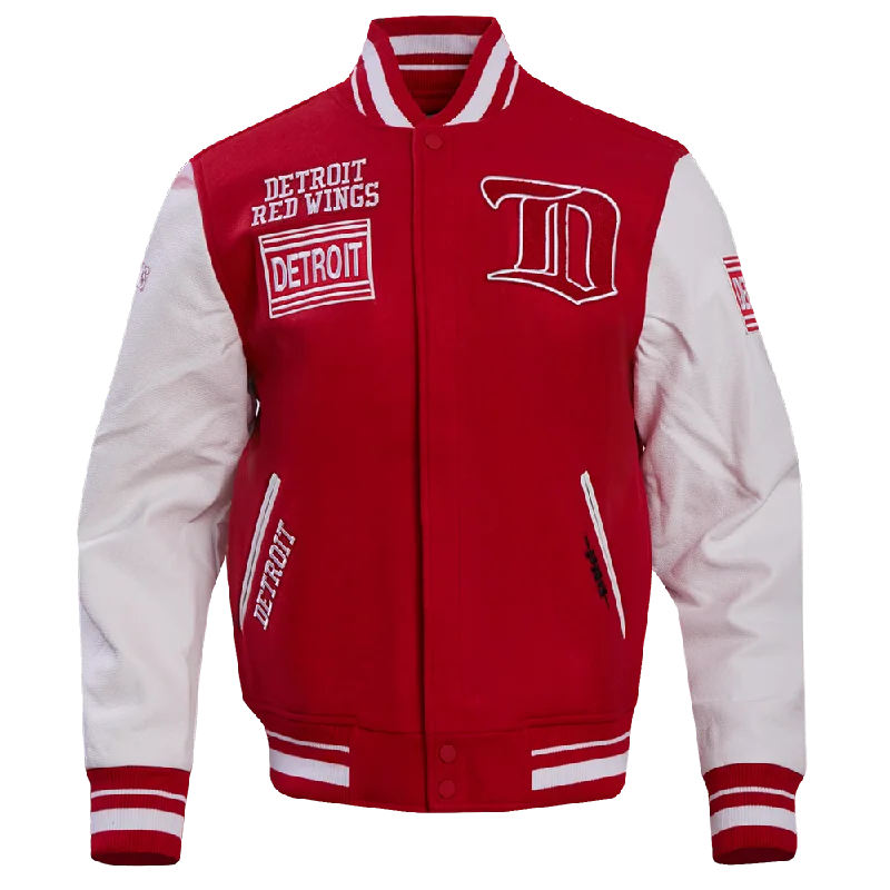 men's wool jackets -NHL DETROIT RED WINGS RETRO CLASSIC MEN'S RIB WOOL VARSITY JACKET (RED/WHITE)