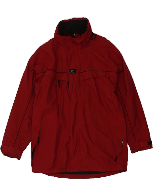 men's versatile jackets -HELLY HANSEN Mens Hooded Rain Jacket UK 42 XL Maroon Polyamide