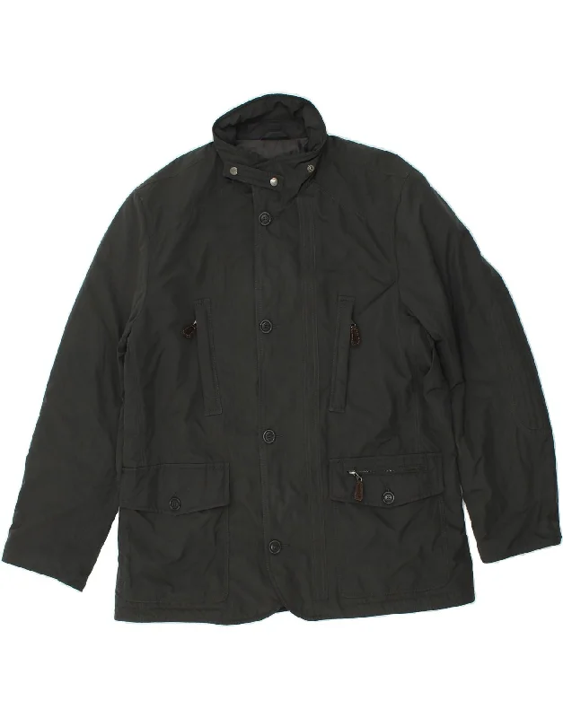 men's stylish jackets with zippers -HENRY COTTONS Mens Utility Jacket IT 54 2XL Grey Polyester