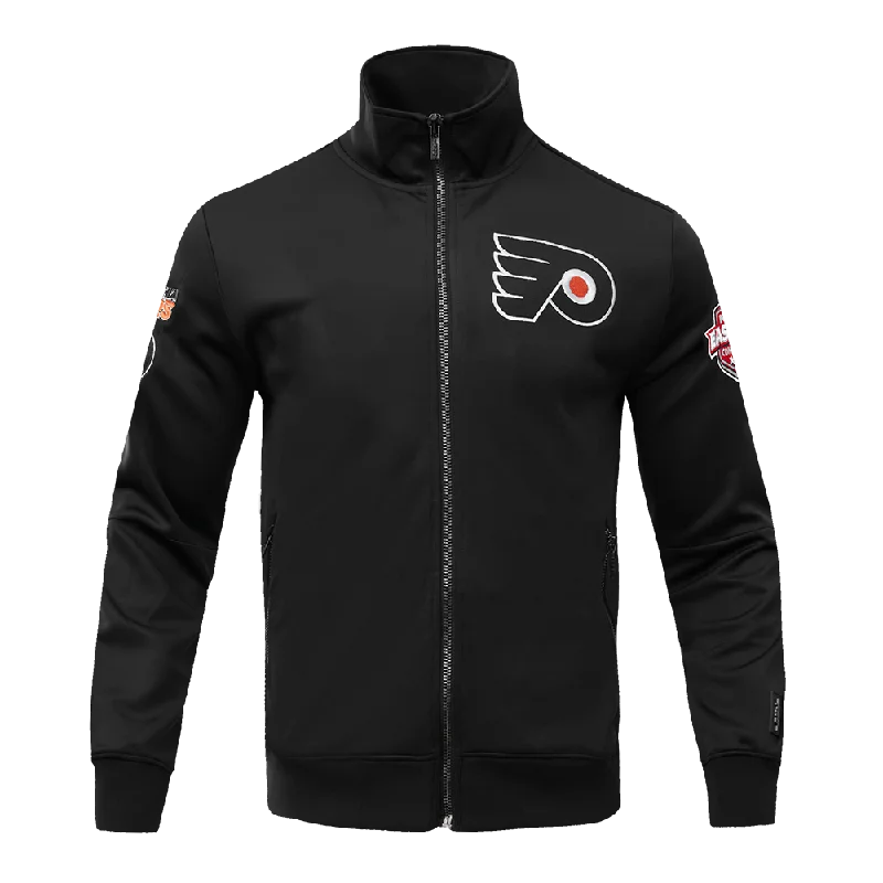 men's peacoats for casual wear -NHL PHILADELPHIA FLYERS CLASSIC CHENILLE MEN'S DK TRACK JACKET (BLACK)