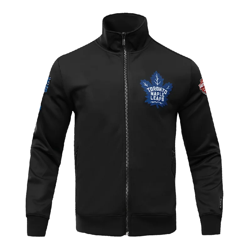 men's leather bomber jackets -NHL TORONTO MAPLE LEAFS CLASSIC CHENILLE MEN'S DK TRACK JACKET (BLACK)