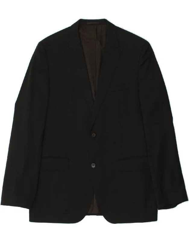 men's insulated rain jackets -HUGO BOSS Mens 2 Button Blazer Jacket EU 52 XL Black Virgin Wool