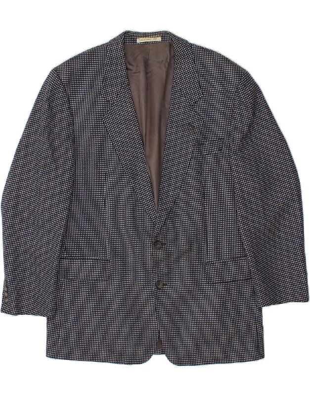 men's bomber jackets with hood -HUGO BOSS Mens 2 Button Blazer Jacket UK 42 XL  Navy Blue Spotted Wool