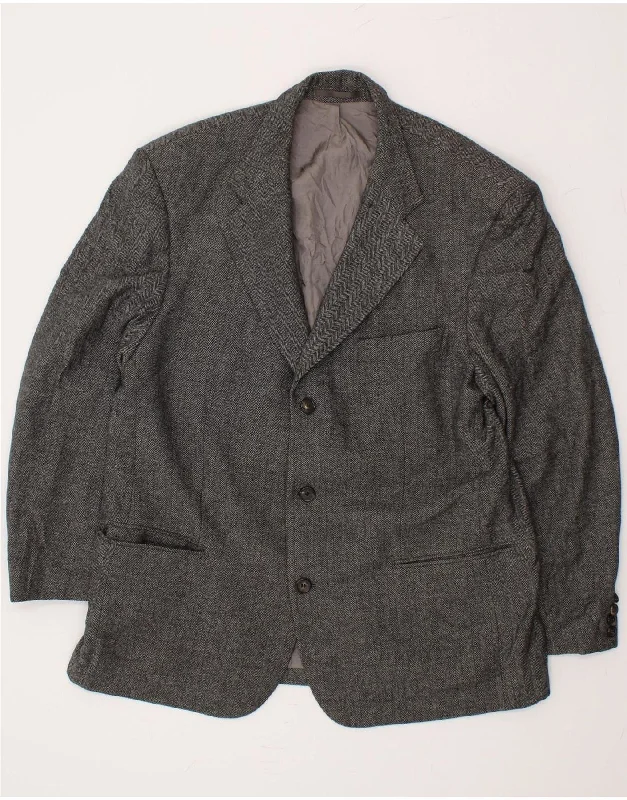 men's stylish jackets -HUGO BOSS Mens 3 Button Blazer Jacket UK 38 Medium Grey Herringbone