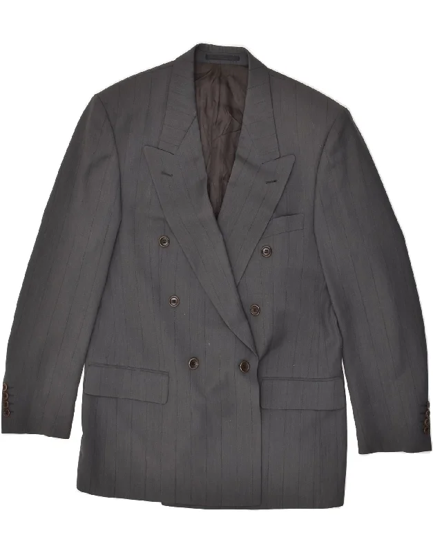 men's outdoor jackets -HUGO BOSS Mens Double Breasted Blazer Jacket UK 38 Medium Grey Striped