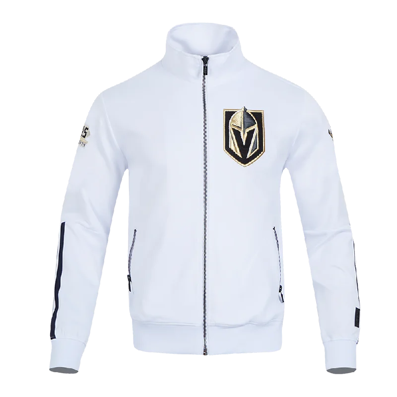 men's zip-up jackets -NHL VEGAS GOLDEN KNIGHTS CLASSIC CHENILLE MEN'S DK TRACK JACKET (WHITE/BLACK)