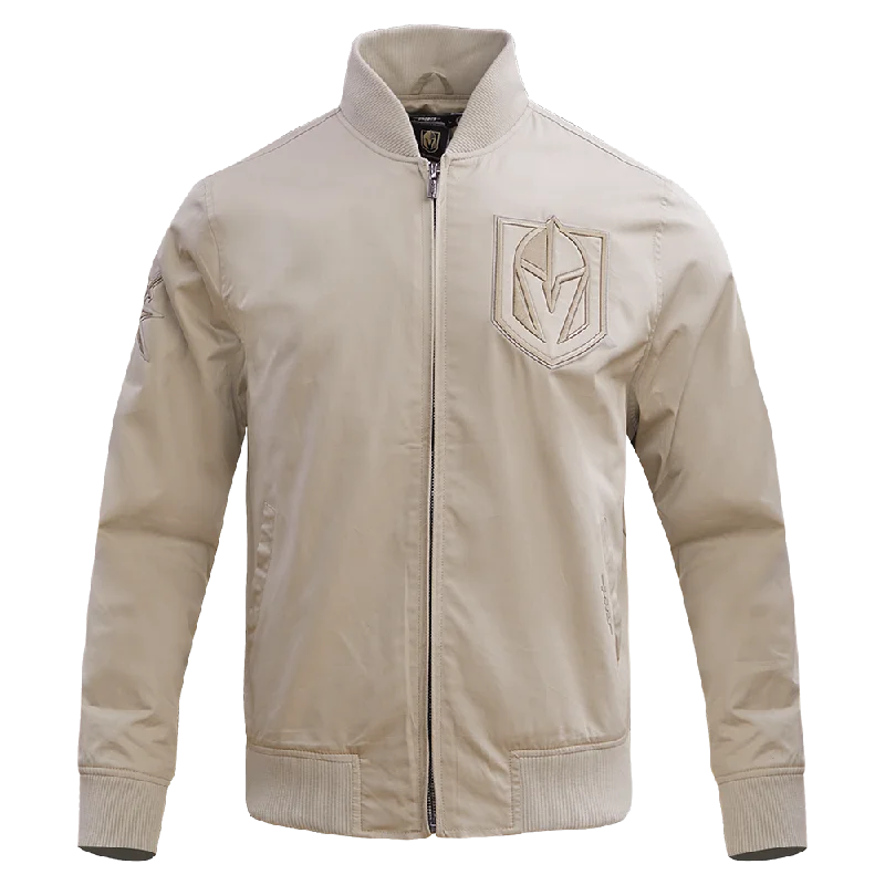 men's casual zippered jackets -NHL VEGAS GOLDEN KNIGHTS NEUTRAL TWILL JACKET (TAUPE)